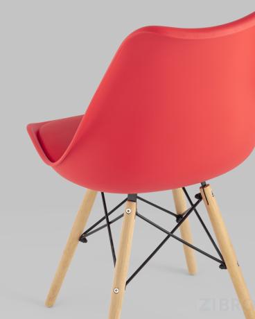 Стул Eames Soft красный обеденный сиденье экокожа ножки из массива бука
