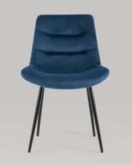 Стул Остин велюр пыльно-синий обеденный ножки металл черный