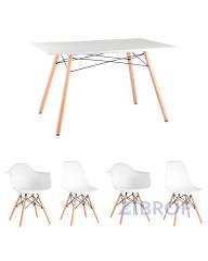 стол Eames 120*80, 2 стула Eames DSW, 2 стула Eames DAW