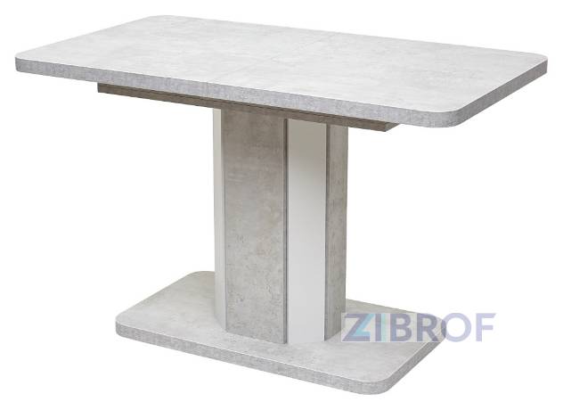 Стол обеденный Stork раскладной 120-160*75 бетон/ белый