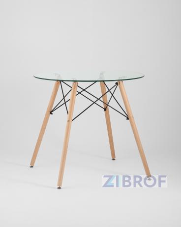 Стол обеденный EAMES DSW стеклянный, диаметр 80 см