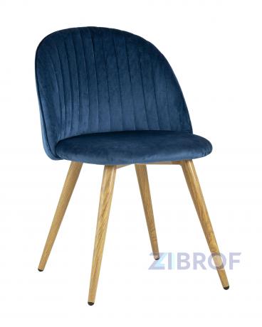 Стул Лион Страйпс голубой обивка из велюра спинка с вертикальной прострочкой каркас из оцинкованного