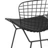 Стул полубарный с низкой спинкой Bertoia черный металл с черной подушкой из экокожи