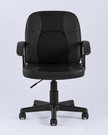 TopChairs Comfort офисное черное в обивке из экокожи с механизмом регулировки по высоте