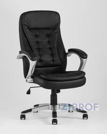Компьютерное кресло TopChairs Control офисное черное обивка экокожа, механизм качания Top Gun