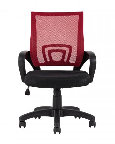 Компьютерное кресло TopChairs Simple офисное красное в обивке из текстиля с сеткой, механизм качания Top Gun
