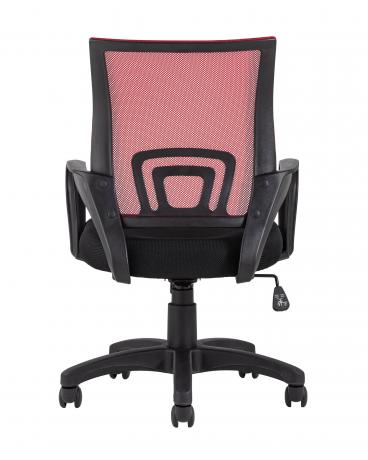 Компьютерное кресло TopChairs Simple офисное красное в обивке из текстиля с сеткой, механизм качания Top Gun
