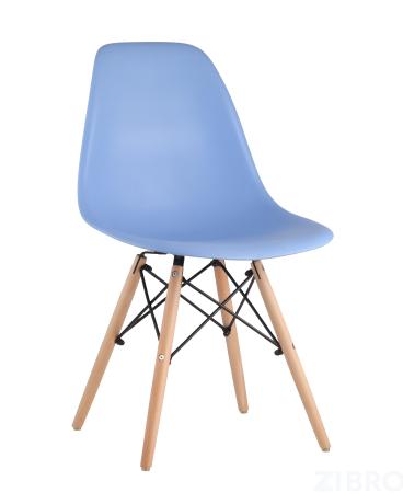 Стул Eames SIMPLE DSW голубой, литой полипропилен, стальной каркас, натуральный массив бука