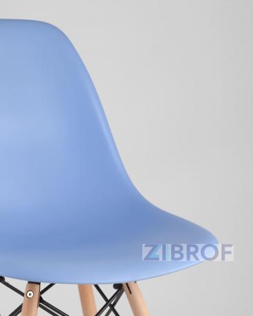 Стул Eames SIMPLE DSW голубой, литой полипропилен, стальной каркас, натуральный массив бука