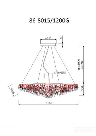 86-8015/1200G Люстра 120*60*h.36см, металл цвет шампань