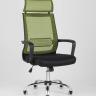 Компьютерное кресло TopChairs Style офисное зеленое в обивке с сеткой, регулировка по высоте и механизм качания Top