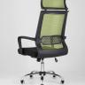 Компьютерное кресло TopChairs Style офисное зеленое в обивке с сеткой, регулировка по высоте и механизм качания Top