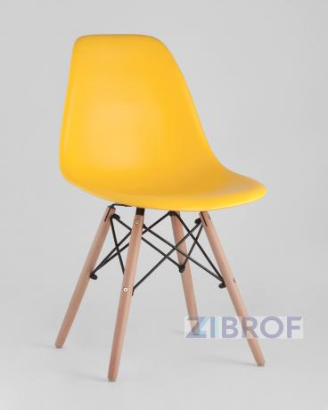 Стул Style DSW желтый, литой полипропилен, стальной каркас, натуральный массив бука