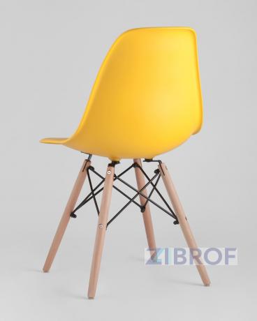 Стул Style DSW желтый, литой полипропилен, стальной каркас, натуральный массив бука