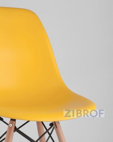 Стул Style DSW желтый, литой полипропилен, стальной каркас, натуральный массив бука