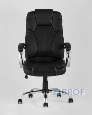 TopChairs President офисное черное в обивке из экокожи, механизм качания и регулировки Top Gun