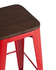 Стул барный Tolix WOOD красный глянцевый, металл с порошковым покрытием, светлое дерево, металл
