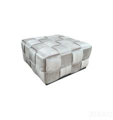 N-PUF-222 SVB Пуф плетеный, велюр светло-бежевый 60*60*30см