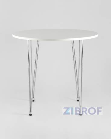 KARAPIRO D80 белый, хромированные ножки, столешница МДФ