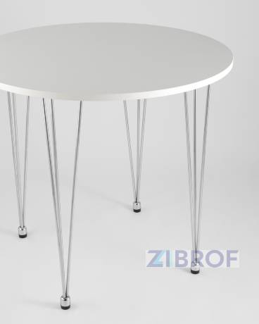 KARAPIRO D80 белый, хромированные ножки, столешница МДФ