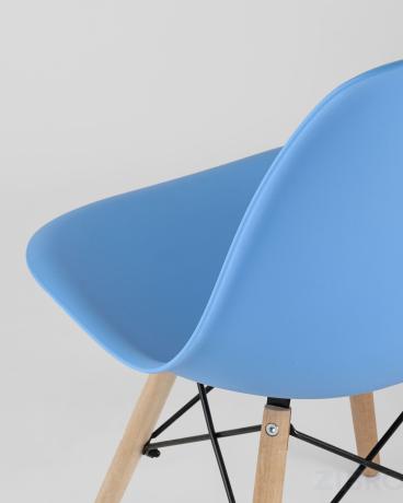 Стул Eames Style DSW голубой, литой полипропилен, стальной каркас, натуральный массив бука