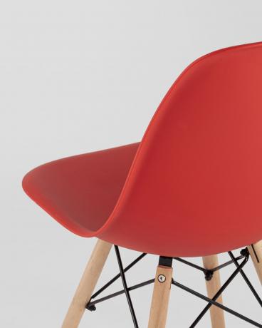 Стул Style DSW красный, литой полипропилен, стальной каркас, натуральный массив бука