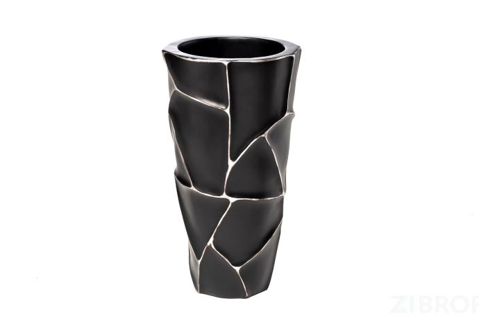 ZSC872-19BL Кашпо d26*48см черное с серебром