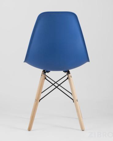 Стул Eames Style DSW синий пластиковый, сталь, натуральный массив бука, 4 шт.