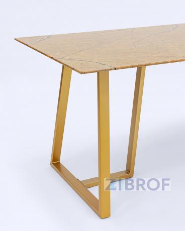 Даллас 160*90 охра, стеклянная столешница с рисунком под мрамор