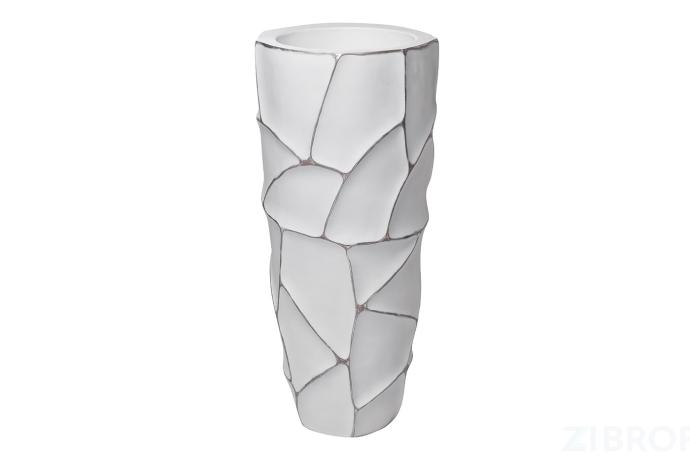 ZSC872-27WH Кашпо d30*69см белое с серебром