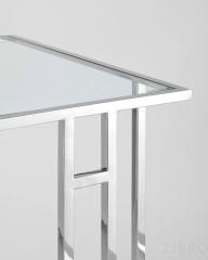 Стол журнальный Бостон 50*32 каркас из нержавеющей стали серебро стекло прозрачное