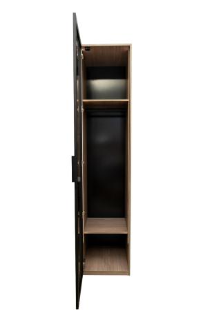 GD-10024/1-3 Шкаф Alto пенал c вешалкой,цвет дуб Урбан Кофеный, дверцы стекло(тонир) 50*57*228.5см