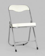 Стул складной ДЖОН слоновая кость обивка из экокожи на хромированном каркасе из металла