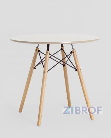 EAMES DSW D80 бежевый, столешница МДФ, ножки массив бука