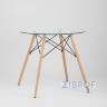 Eames D80 стол стеклянный, 4 стула Eames DSW белые