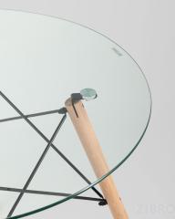 Eames D80 стол стеклянный, 4 стула Eames DSW белые