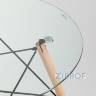 Eames D80 стол стеклянный, 4 стула Eames DSW белые