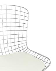 Стул обеденный Bertoia хромированный металл с белой подушкой из экокожи