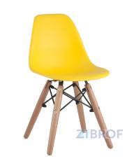 Стул DSW детский желтый, полипропилен, сталь, натуральный массив бука